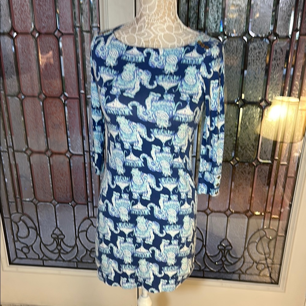 Lilly Pulitzer Blue and White Printed Dress